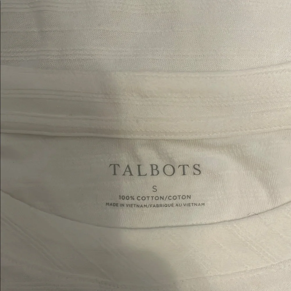 NWT: Talbots White Ribbed Fitted Short Sleeve Tee (size S) - Picture 6 of 7